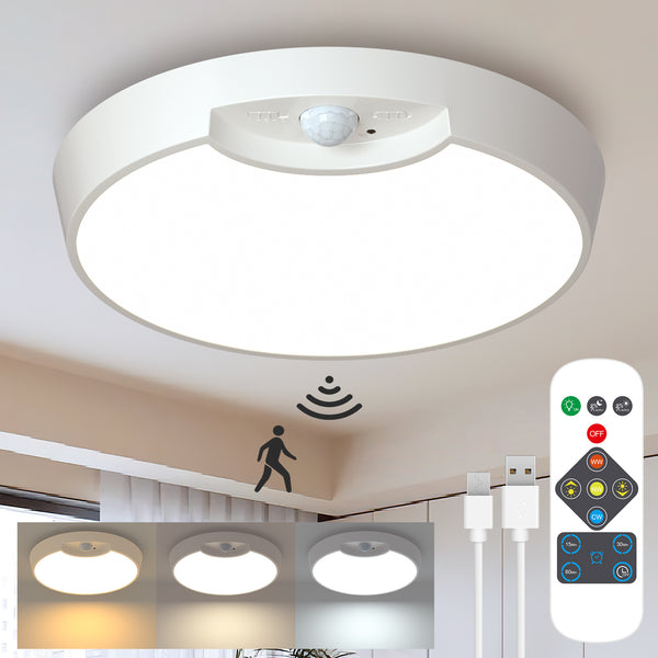 TOOWELL Rechargeable Motion Sensor Light with Remote - 8000mAh Battery Operated Ceiling Light, Wireless Closet Light Indoor for Closets Shower Pantry Stairs Hallway